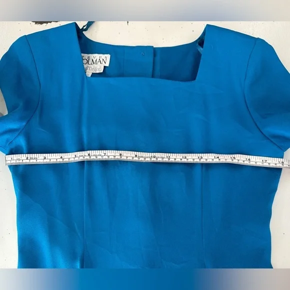 Vintage Steven Stolman - Ann Taylor Mini Dress- Button Back - Teal - Size 6 - Picture 9 of 10
